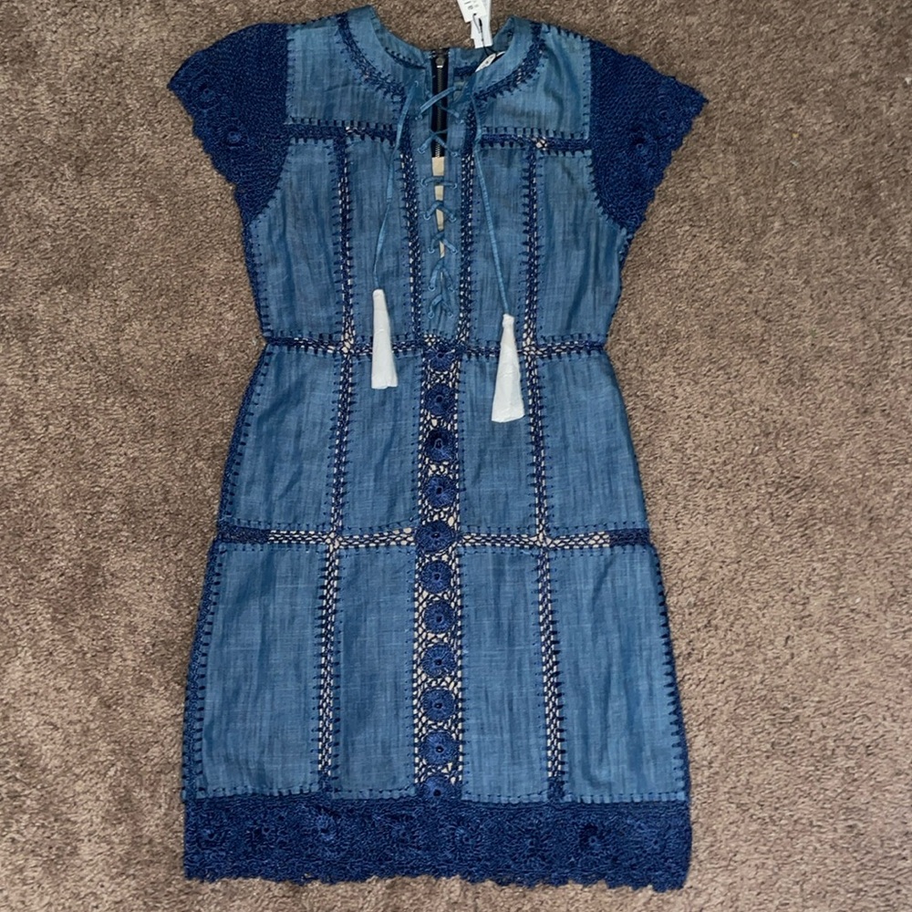 Alice and Olivia crochet denim Chambray Dress